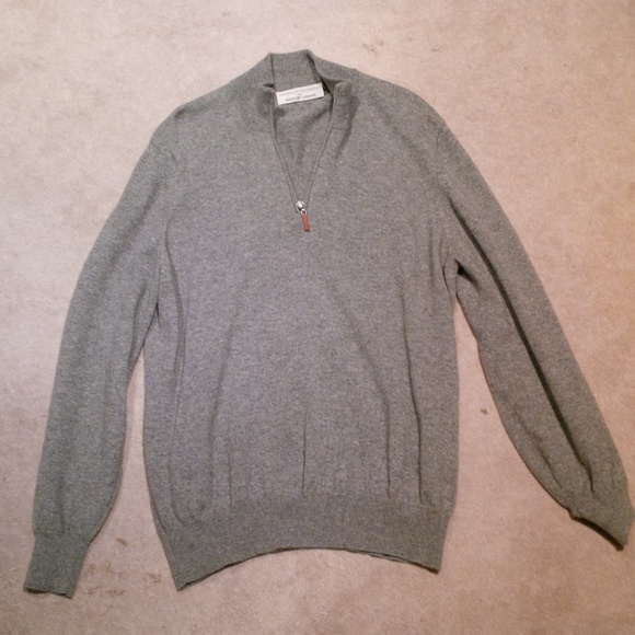 Brunello Cucinelli 1/4 Zip Cashmere Knit Sweater - Picture 2 of 3